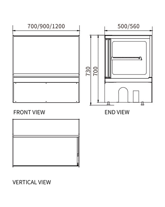 Square Glass Chilled Counter-Top Food Display DG-TZ1200 - 3