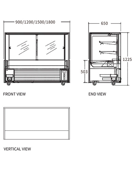 Square Glass Chilled Food Display DG-1200 FZH3