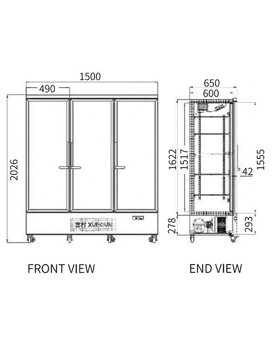 Triple Glass Door Display Fridge LC-1500FX（Black） - 2