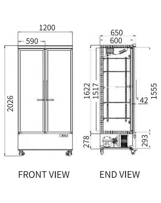 Double Glass Door Display Fridge LC-1200FX - 2