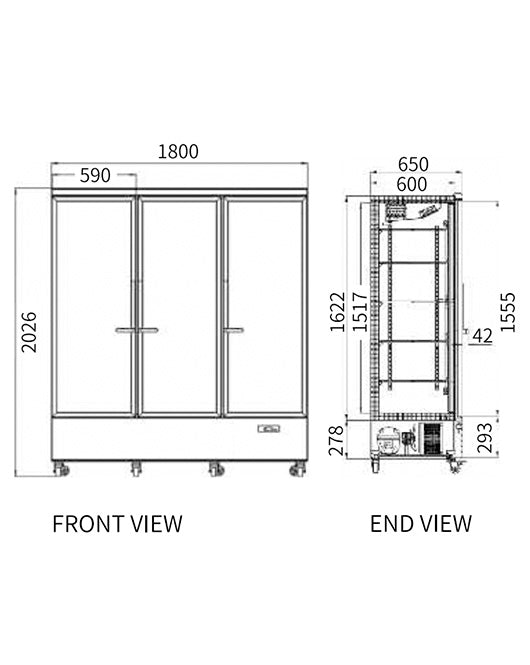 Triple Glass Door Display Fridge LC-1800FX（Black） - 3